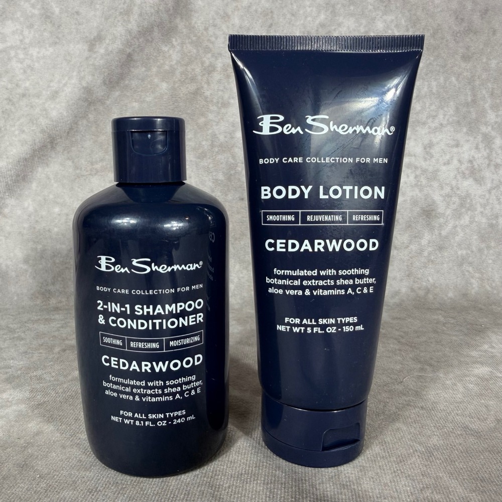 Ben Sherman Mens Cedarwood 2-in-1 Shampoo Conditioner & Body Lotion Set NEW